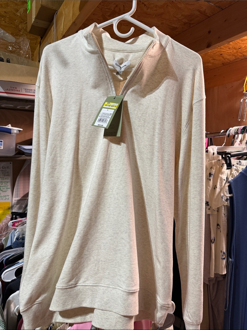 Goodfellow & Co Light Cream Quarter-Zip Pullover